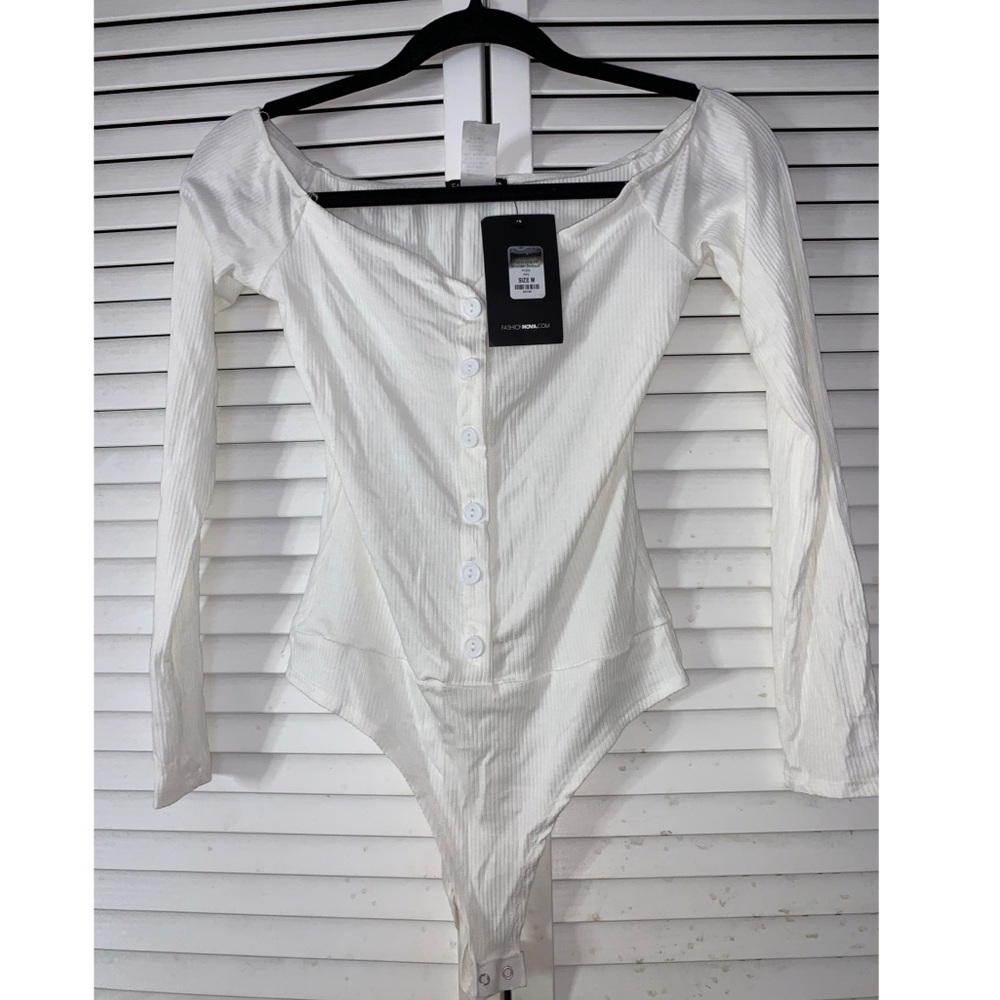 Off The Shoulder Button Body Suit